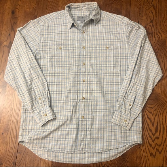 EDDIE BAUER Men’s Woven Plaid Checked Cotton Casual Button Up Shirt Size Medium - Picture 12 of 13